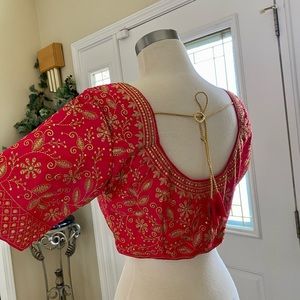 Elegant Red and Gold Saree Blouse